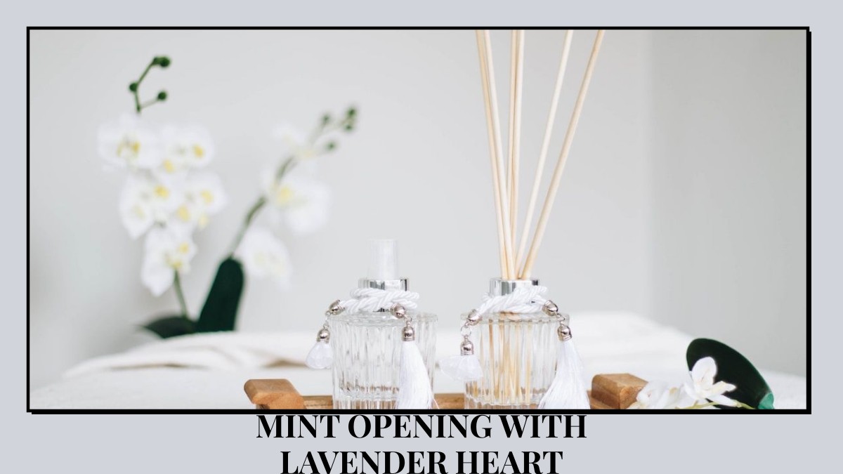 mint opening with lavender heart